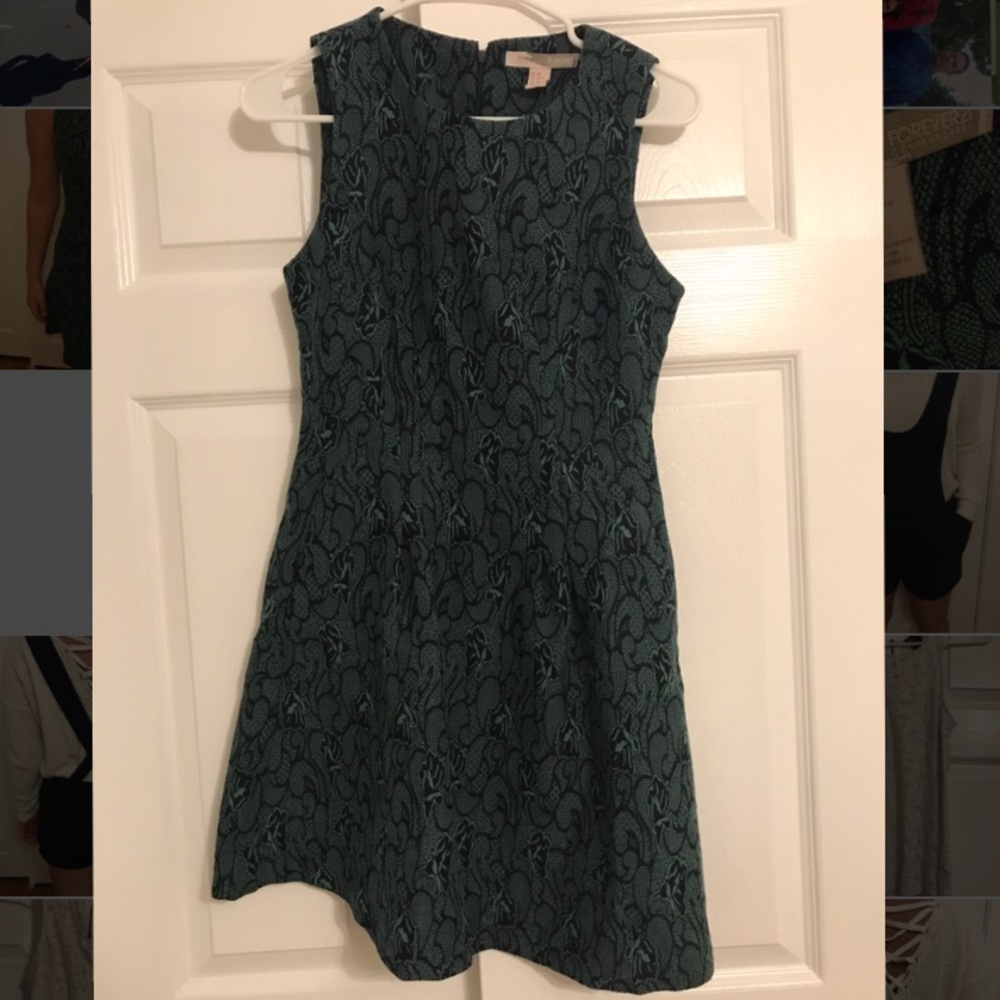 Forever 21 Green & Navy Blue Dress